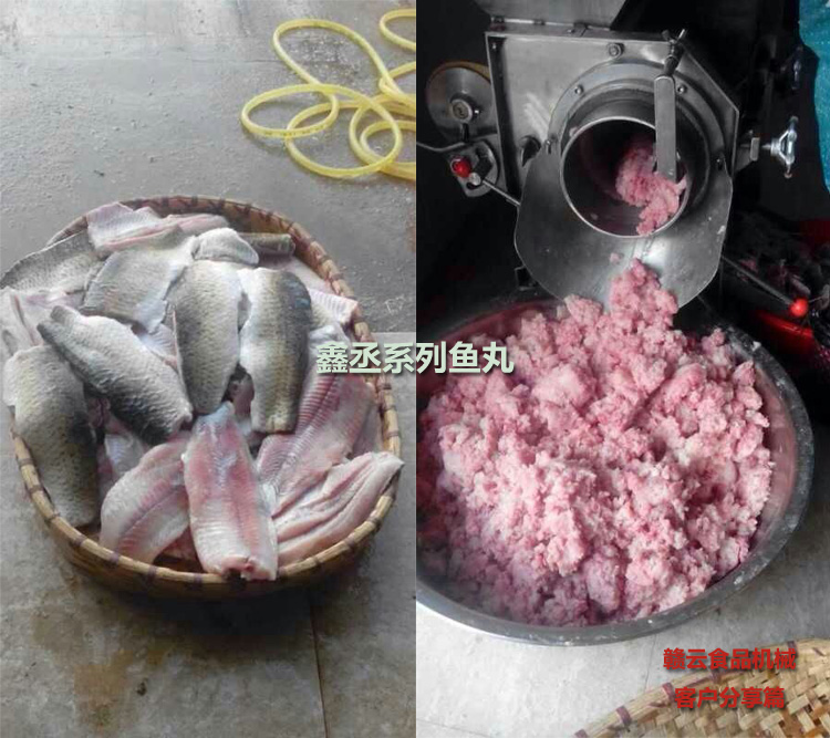 客戶訂購(gòu)的300不銹鋼魚(yú)肉采肉機(jī)采取的新鮮魚(yú)肉